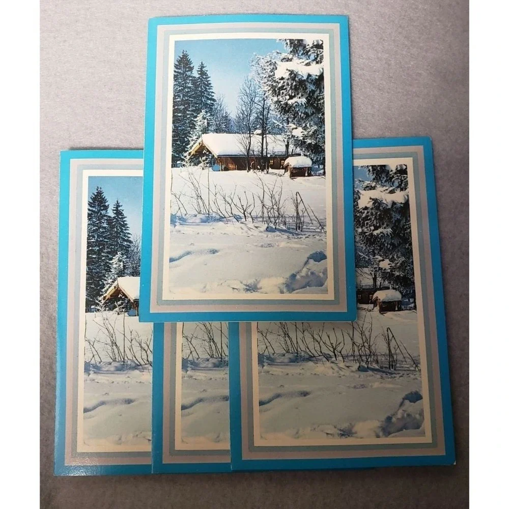 ARTISTS Christmas Cards Adult‎ Set of 25 Blue New Winter Landscape Folded